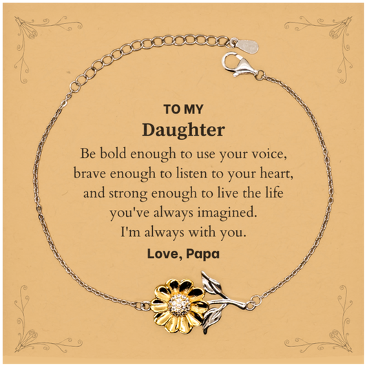 Daughter Sunflower Bracelet - Be Bold and Brave | Graduation, Birthday, Christmas Gift