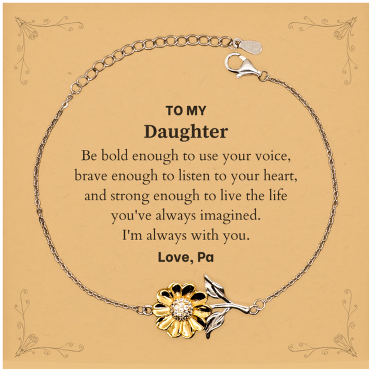 Daughter Sunflower Bracelet - Be Bold, Be Brave | Graduation Gift