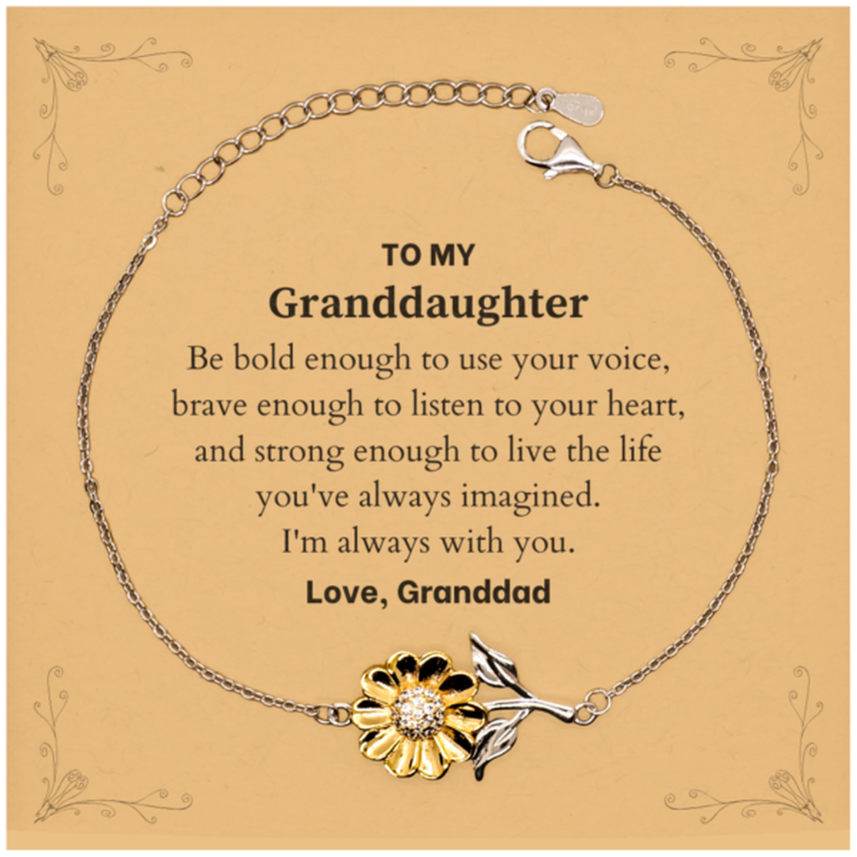 Granddaughter Sunflower Bracelet - Be Bold Design | Graduation Gift