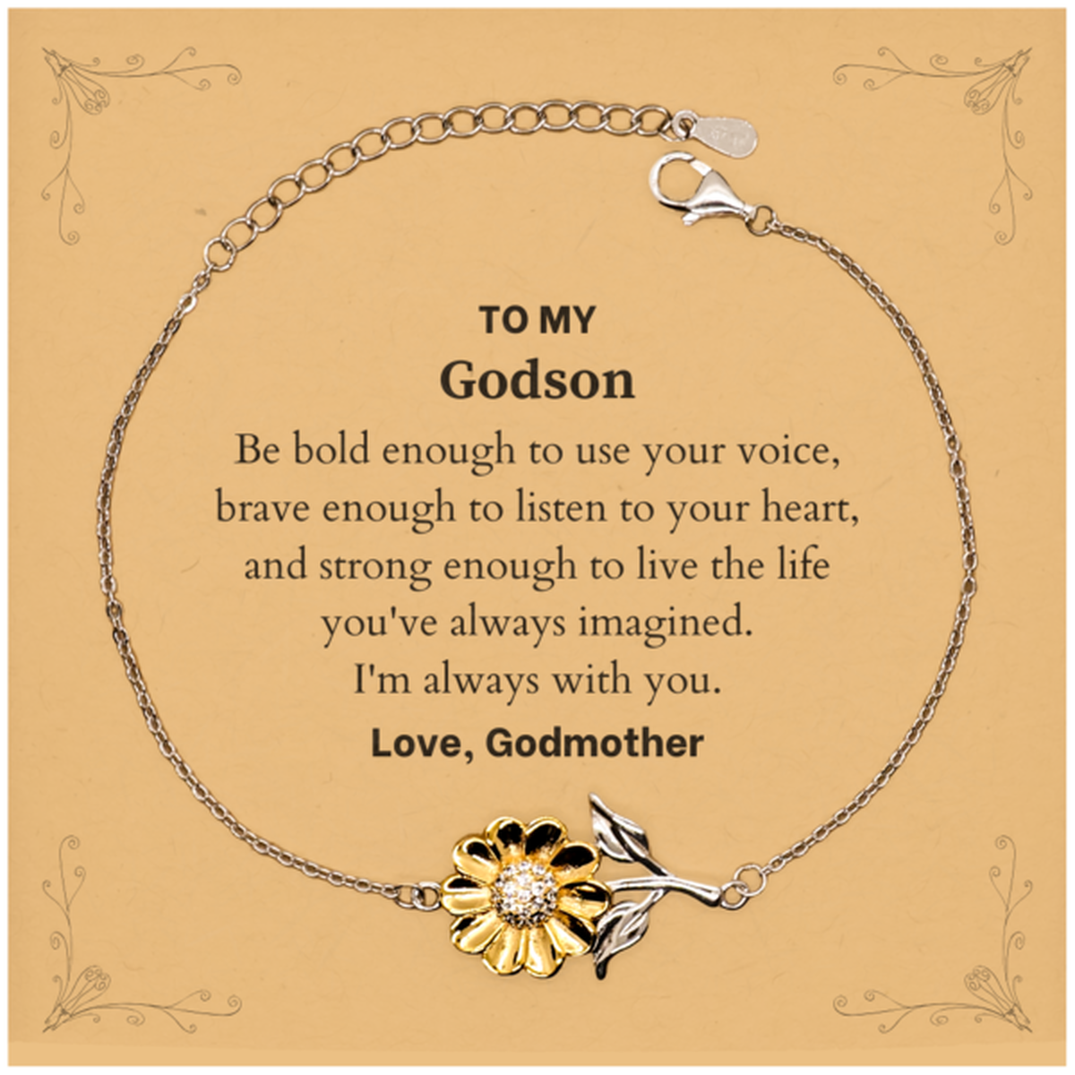 Godson Sunflower Bracelet - Be Bold, Listen to Your Heart | Graduation Gift