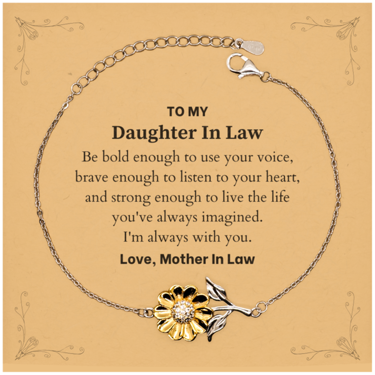 Daughter In Law Sunflower Bracelet - Be Bold Design | Graduation Gift