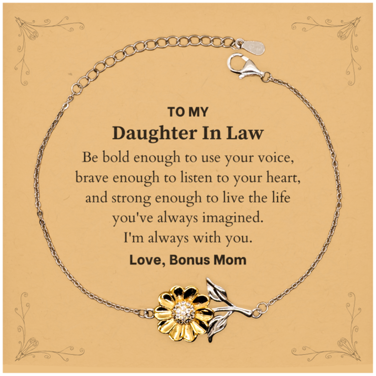 Daughter In Law Sunflower Bracelet - Be Bold & Brave | Graduation Gift