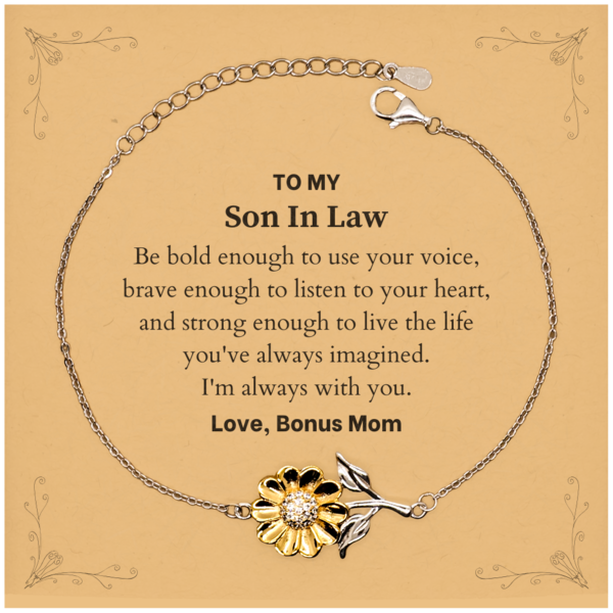 Son In Law Sunflower Bracelet - Be Bold, Brave Enough | Graduation Gift