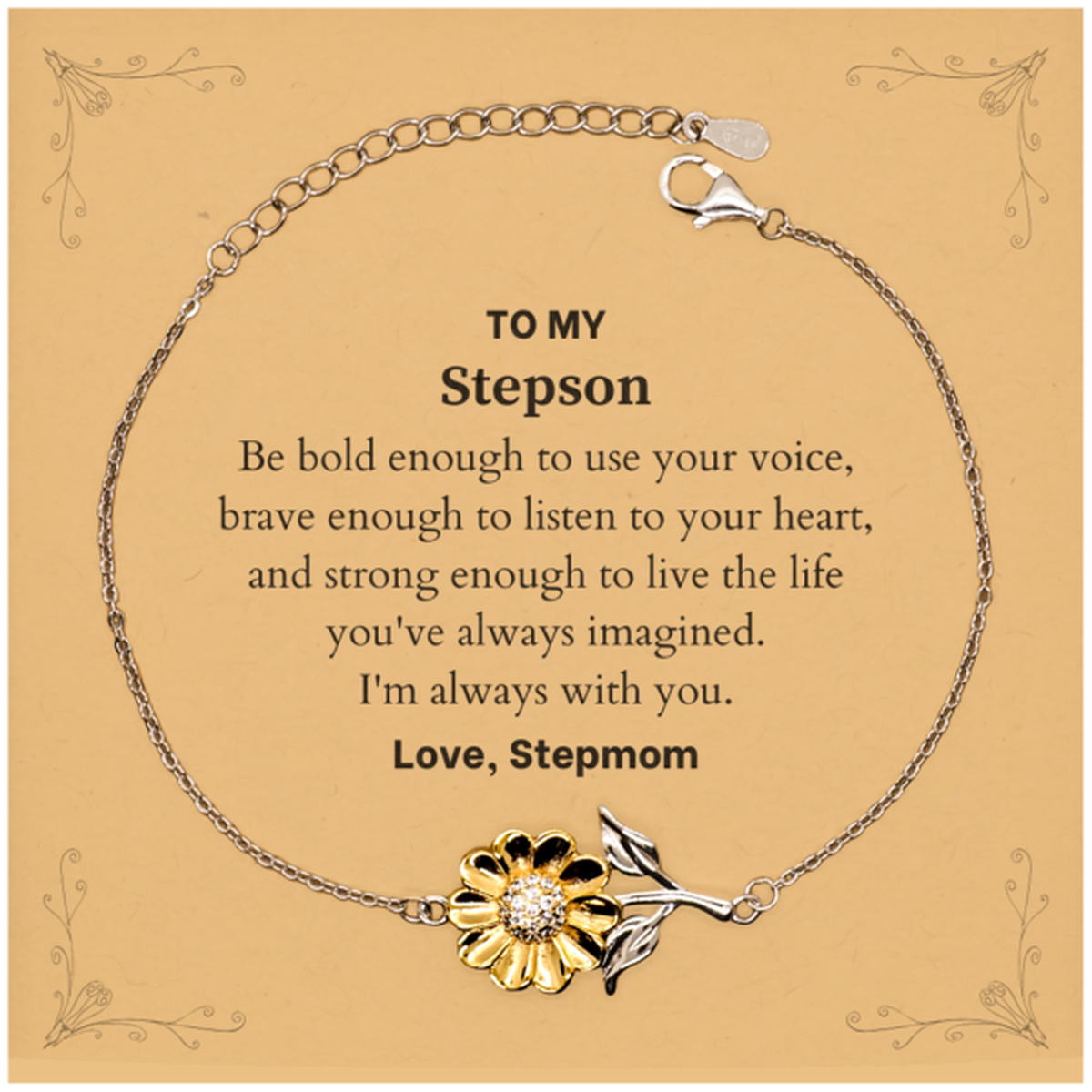 Stepson Sunflower Bracelet - Be Bold, Be Brave | Graduation & Birthday Gift