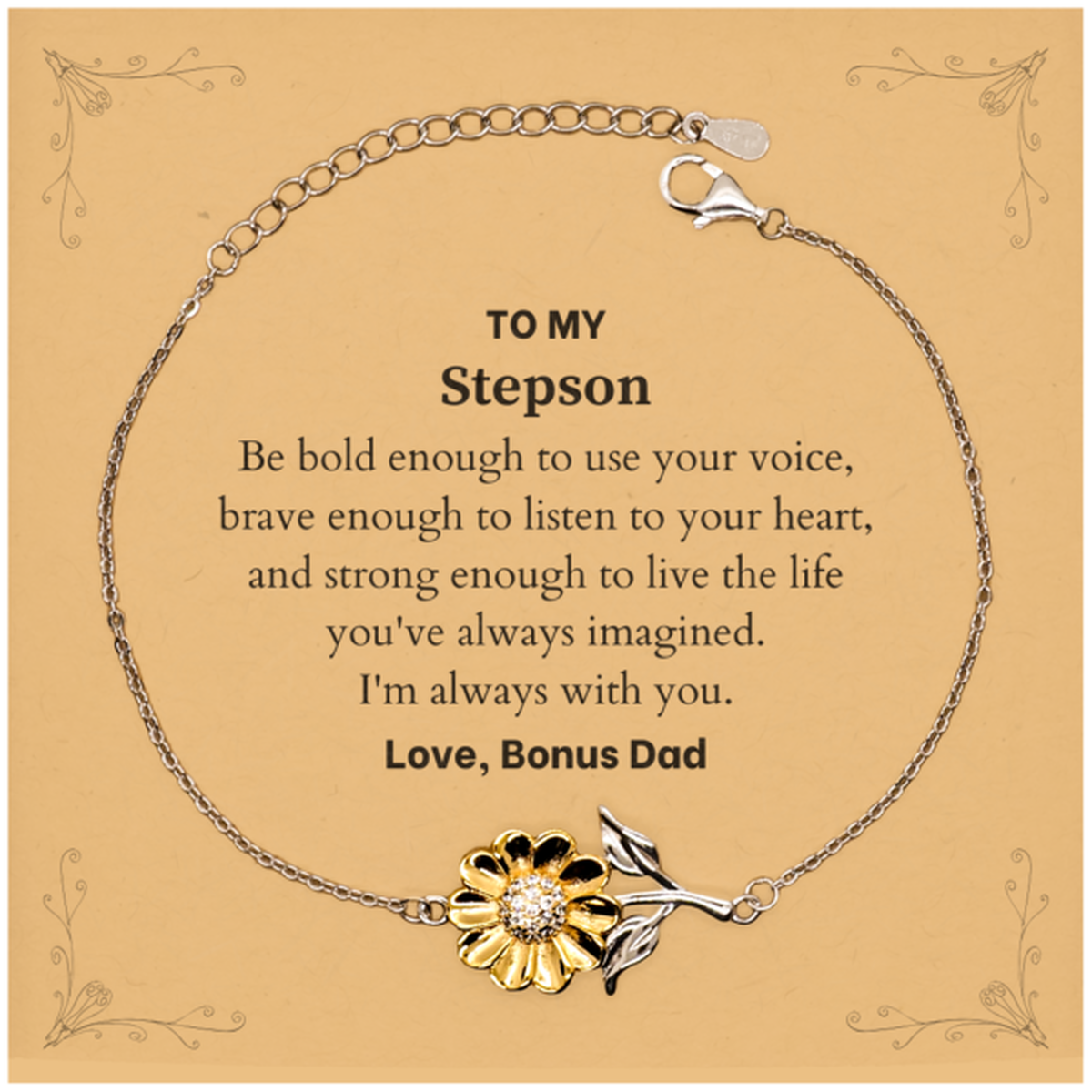 Stepson Sunflower Bracelet - Be Bold, Listen to Your Heart | Graduation Gift