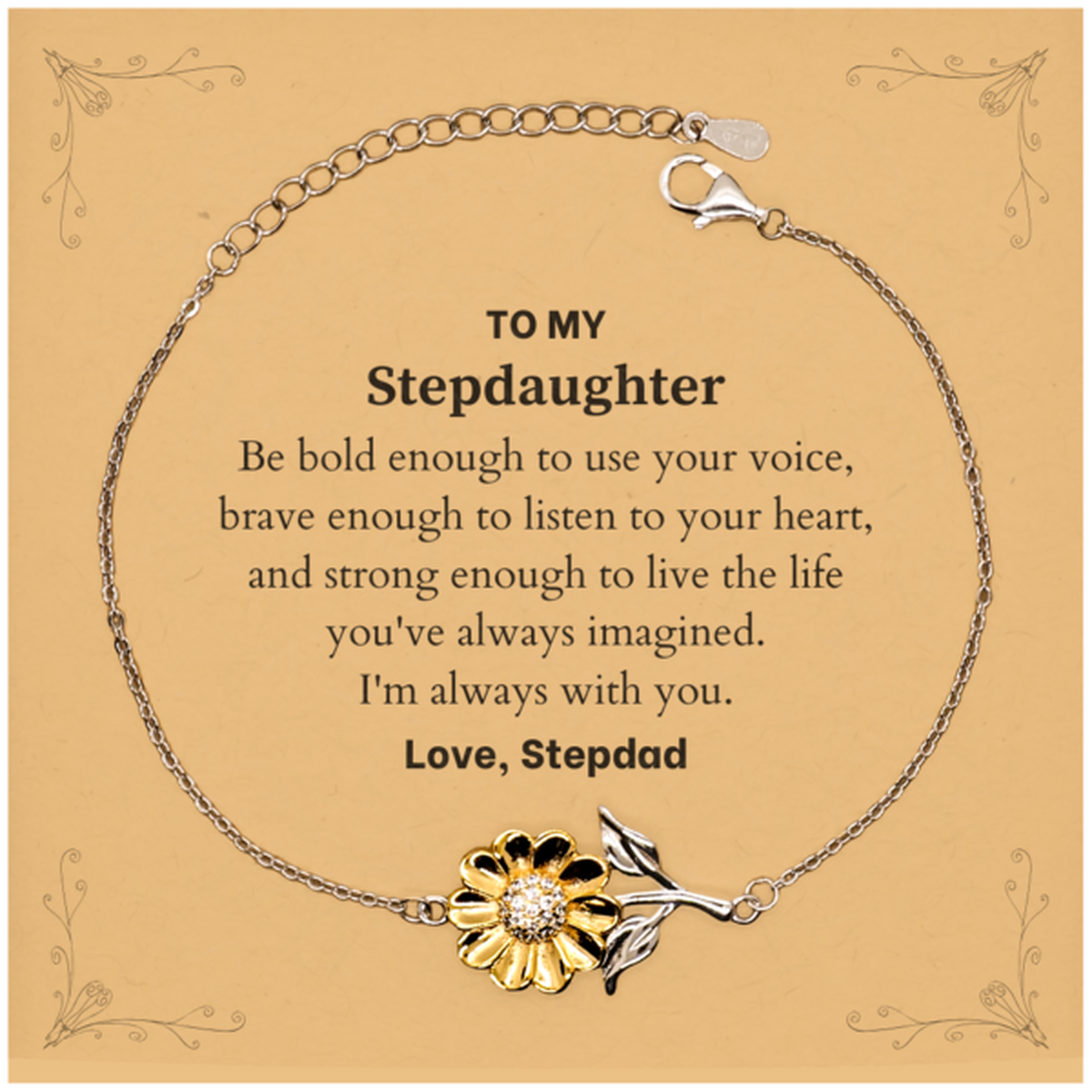 Stepdaughter Sunflower Bracelet - Be Bold, Be Brave | Graduation Birthday Christmas Gift