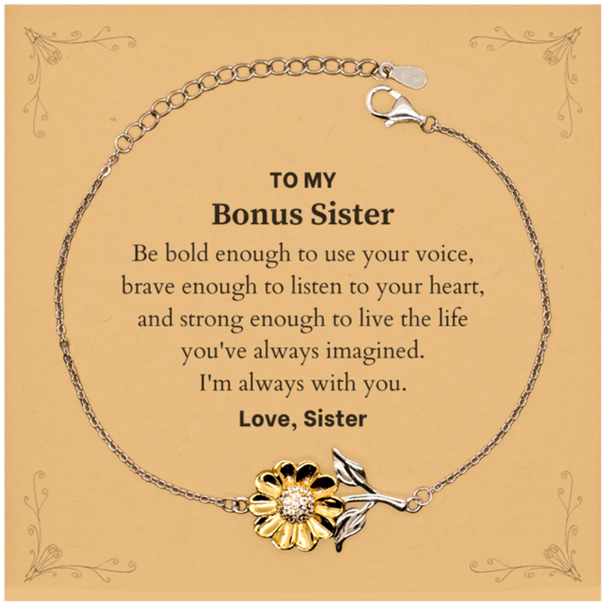 Bonus Sister Sunflower Bracelet - Be Bold & Brave | Graduation Gift
