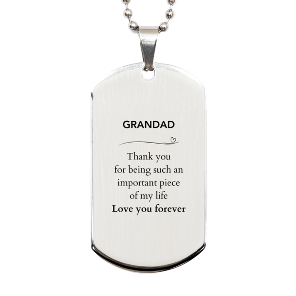 Appropriate Grandad Silver Dog Tag Epic Birthday Gifts for Grandad Thank you for being such an important piece of my life Grandad Christmas Mothers Fathers Day