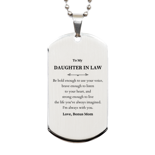 Daughter In Law Silver Dog Tag Necklace - Be Bold, Be Brave | Graduation Gift