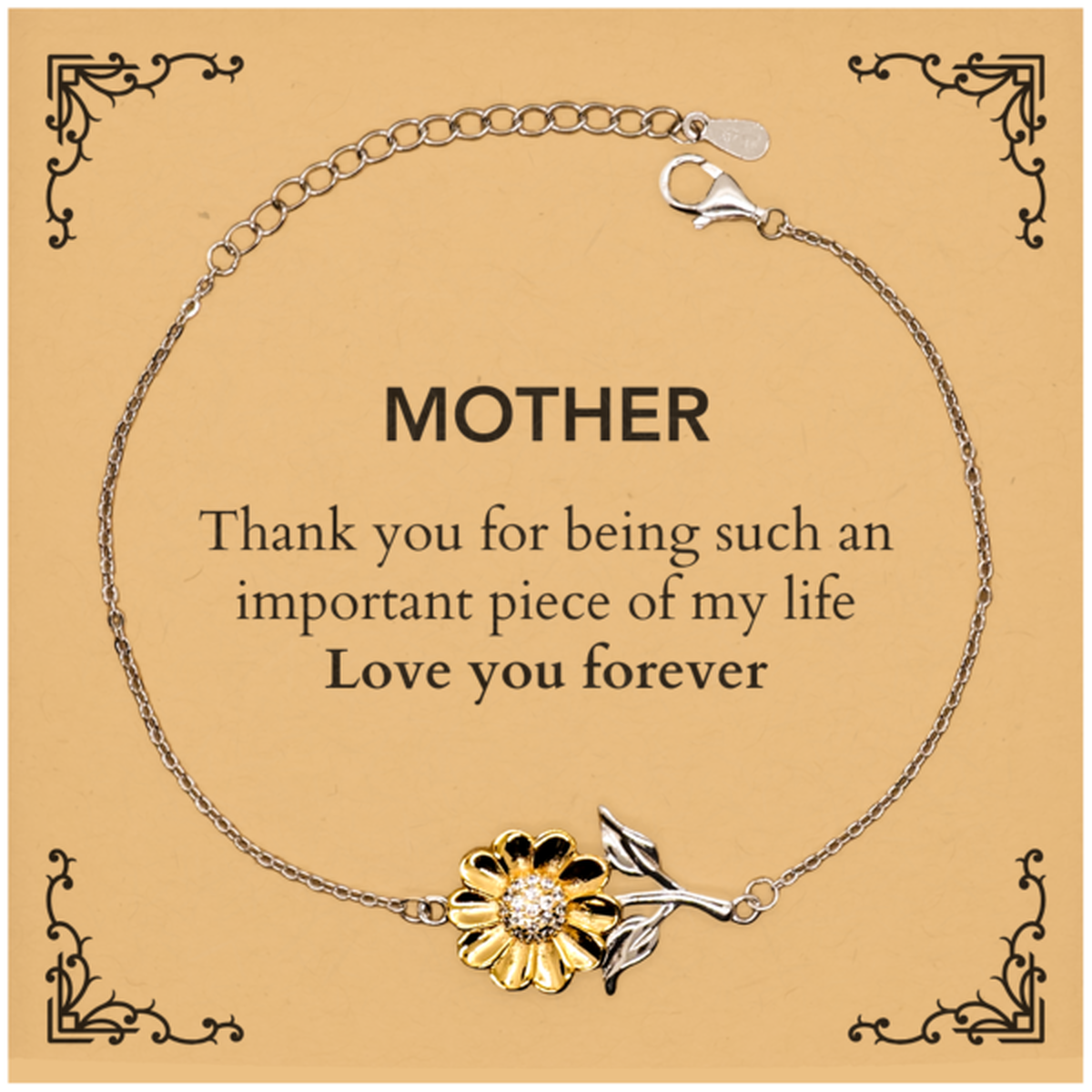 Appropriate Mother Sunflower Bracelet Epic Birthday Gifts for Mother Thank you for being such an important piece of my life Mother Christmas Mothers Fathers Day
