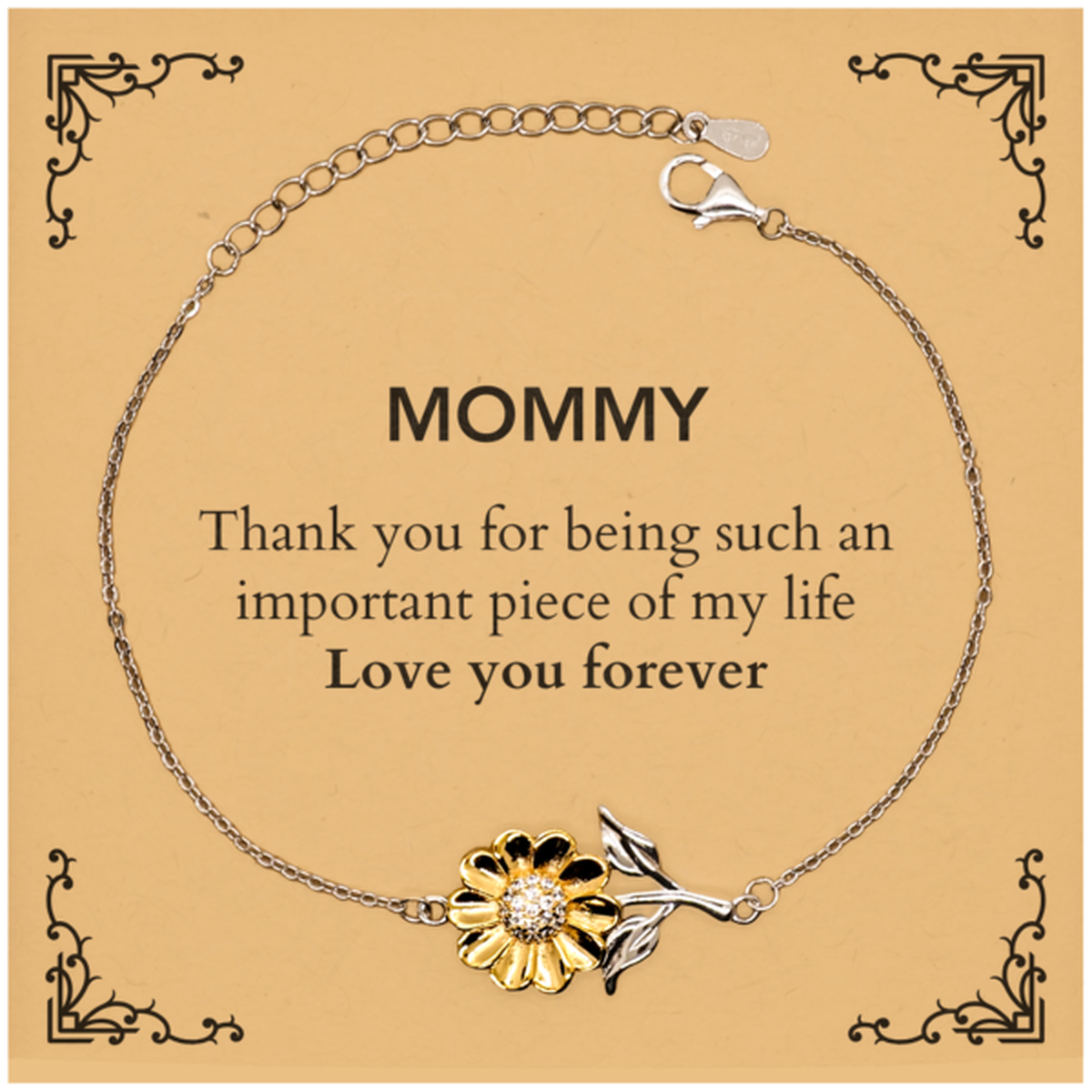 Appropriate Mommy Sunflower Bracelet Epic Birthday Gifts for Mommy Thank you for being such an important piece of my life Mommy Christmas Mothers Fathers Day