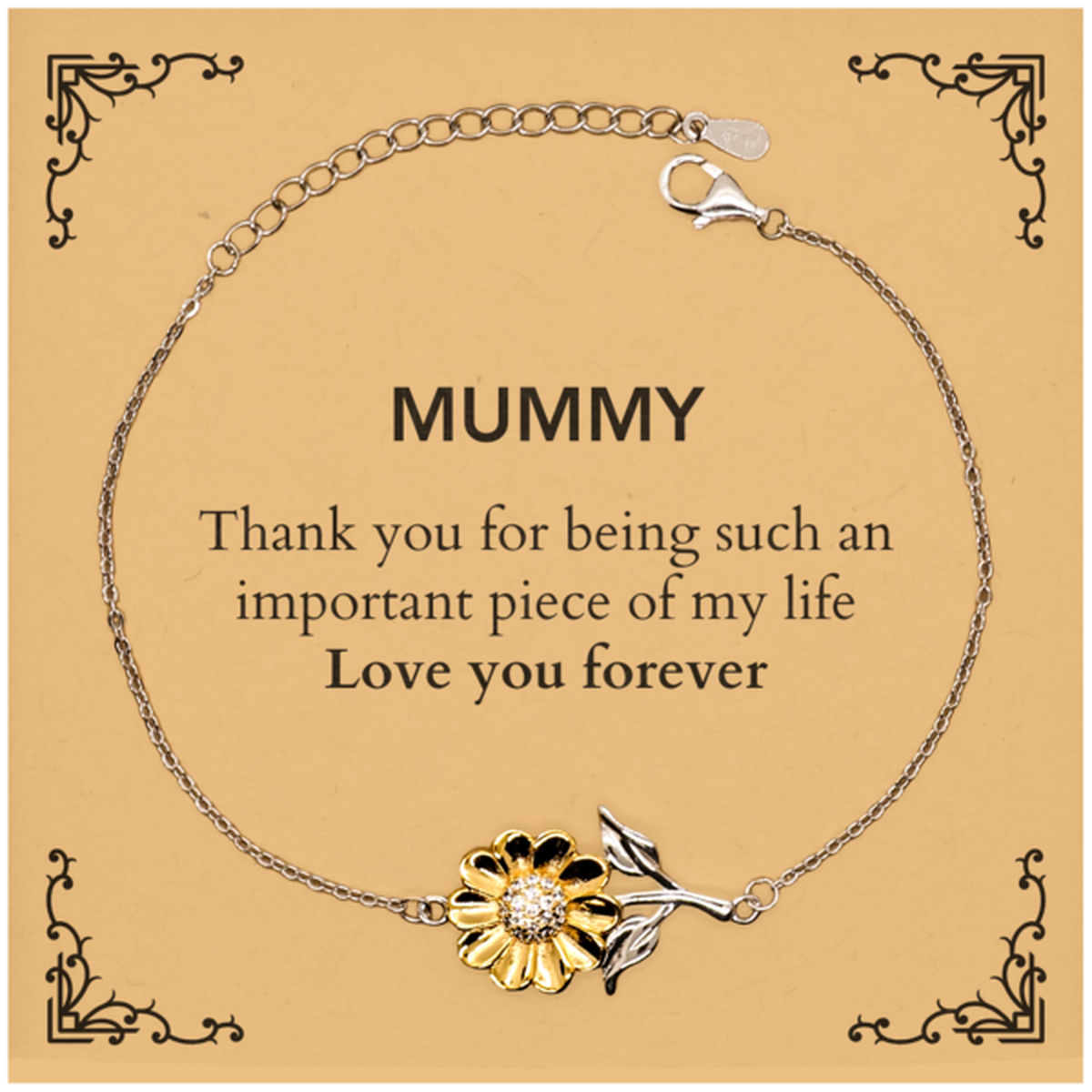 Appropriate Mummy Sunflower Bracelet Epic Birthday Gifts for Mummy Thank you for being such an important piece of my life Mummy Christmas Mothers Fathers Day