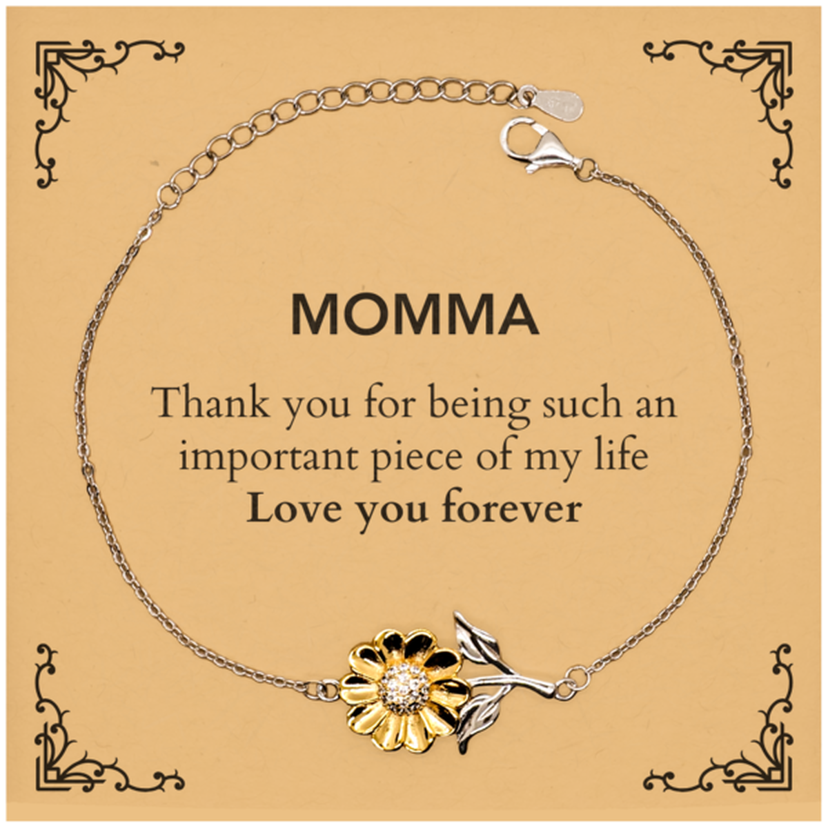 Momma Sunflower Bracelet - Thank You for Being You | Mother's Day Gift