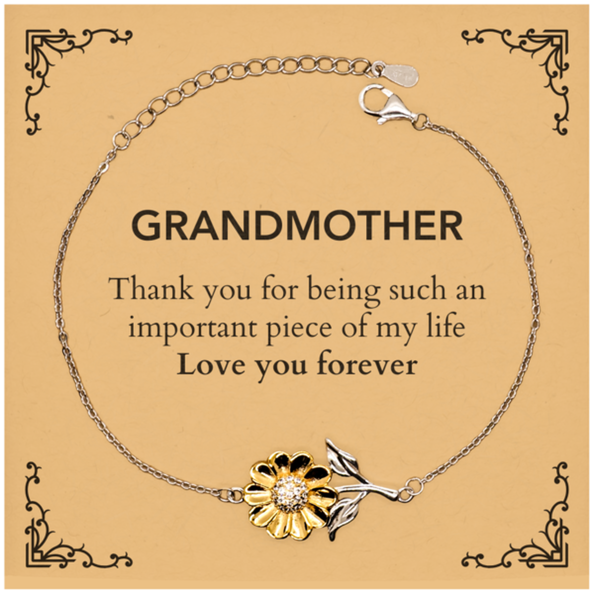 Appropriate Grandmother Sunflower Bracelet Epic Birthday Gifts for Grandmother Thank you for being such an important piece of my life Grandmother Christmas Mothers Fathers Day