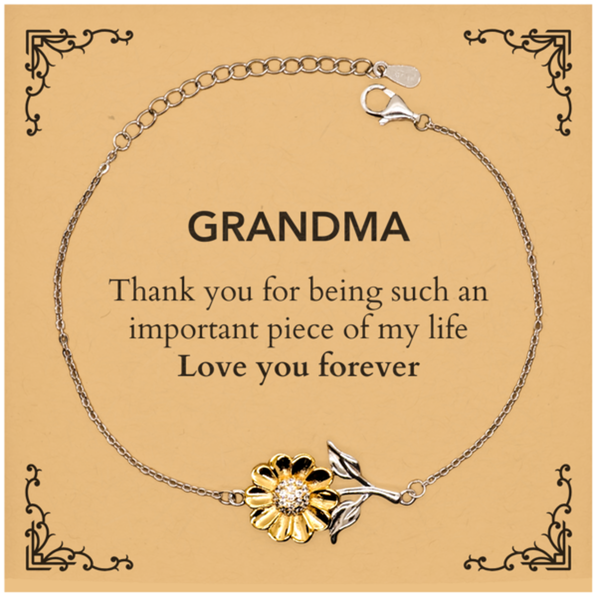 Grandma Sunflower Bracelet - Heartfelt Gift of Love | Birthday, Mother's Day, Christmas