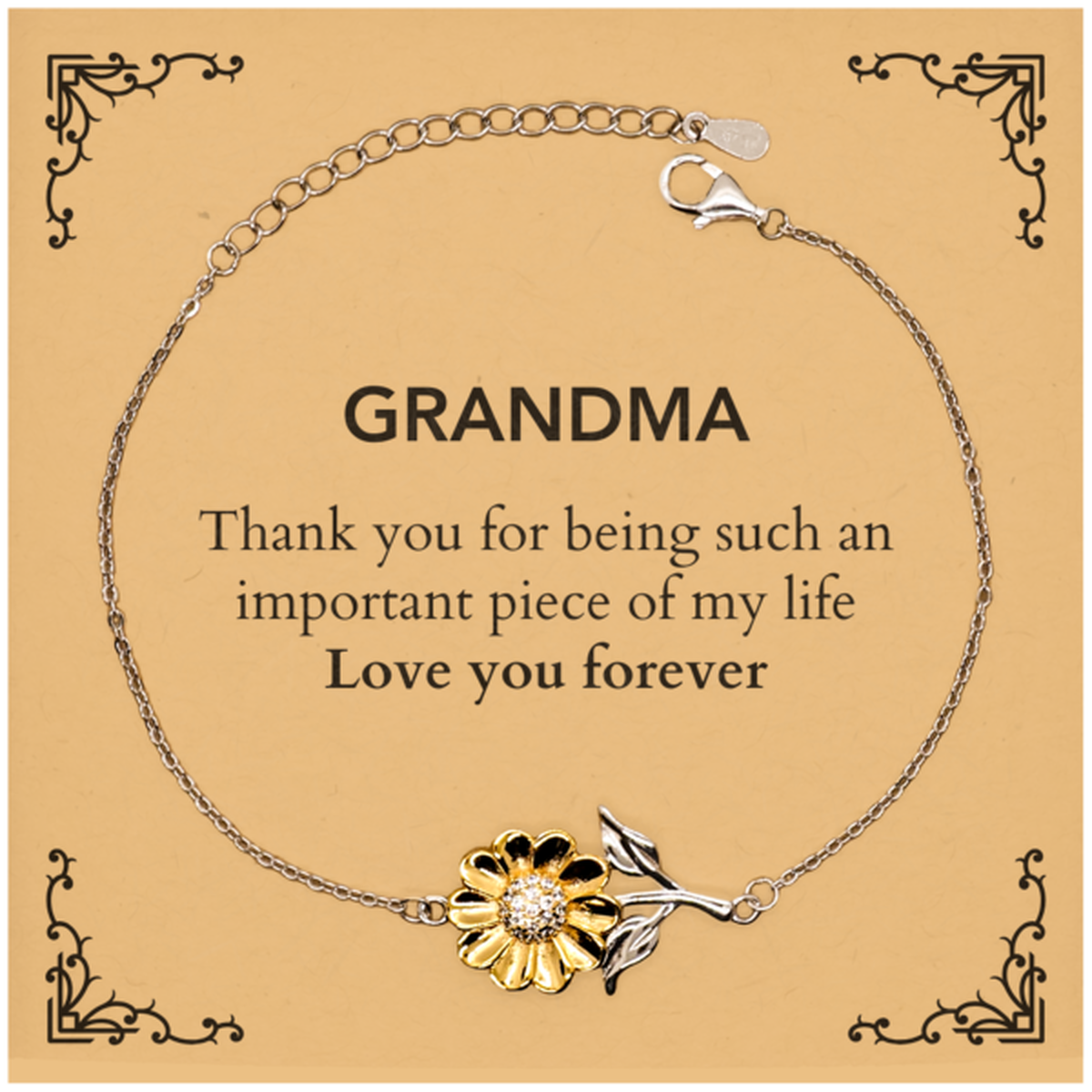 Appropriate Grandma Sunflower Bracelet Epic Birthday Gifts for Grandma Thank you for being such an important piece of my life Grandma Christmas Mothers Fathers Day