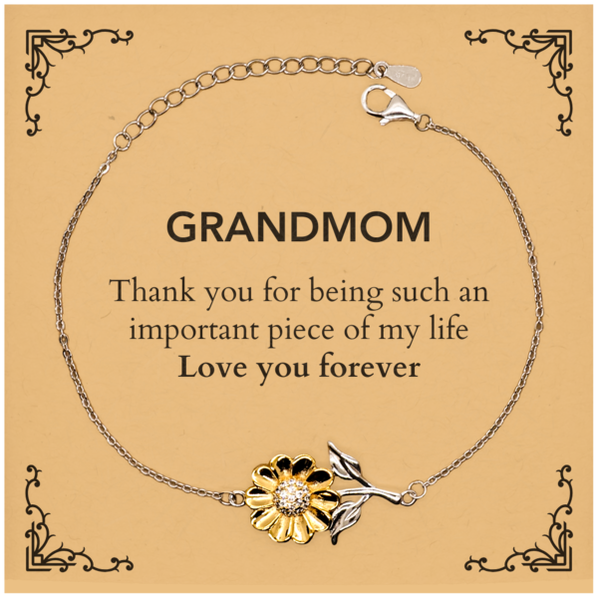 Grandmom Sunflower Bracelet - Thank You for Being You | Birthday Gift