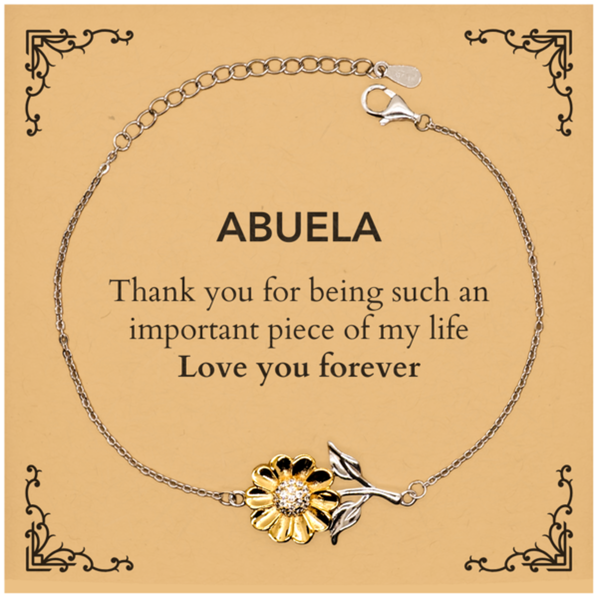 Appropriate Abuela Sunflower Bracelet Epic Birthday Gifts for Abuela Thank you for being such an important piece of my life Abuela Christmas Mothers Fathers Day