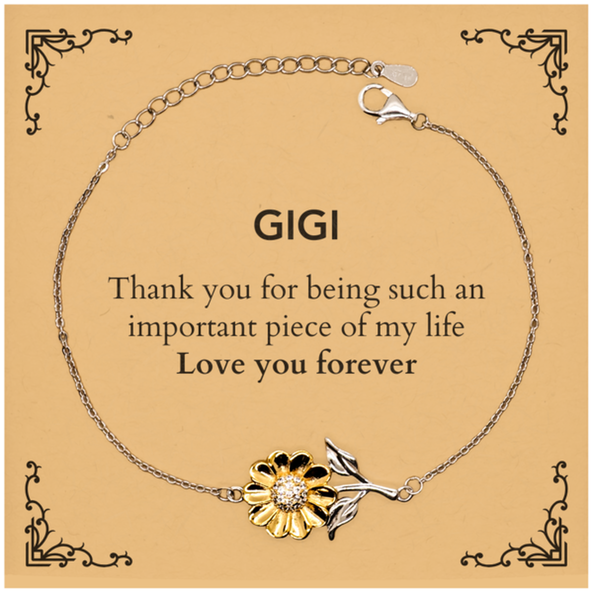 Appropriate Gigi Sunflower Bracelet Epic Birthday Gifts for Gigi Thank you for being such an important piece of my life Gigi Christmas Mothers Fathers Day