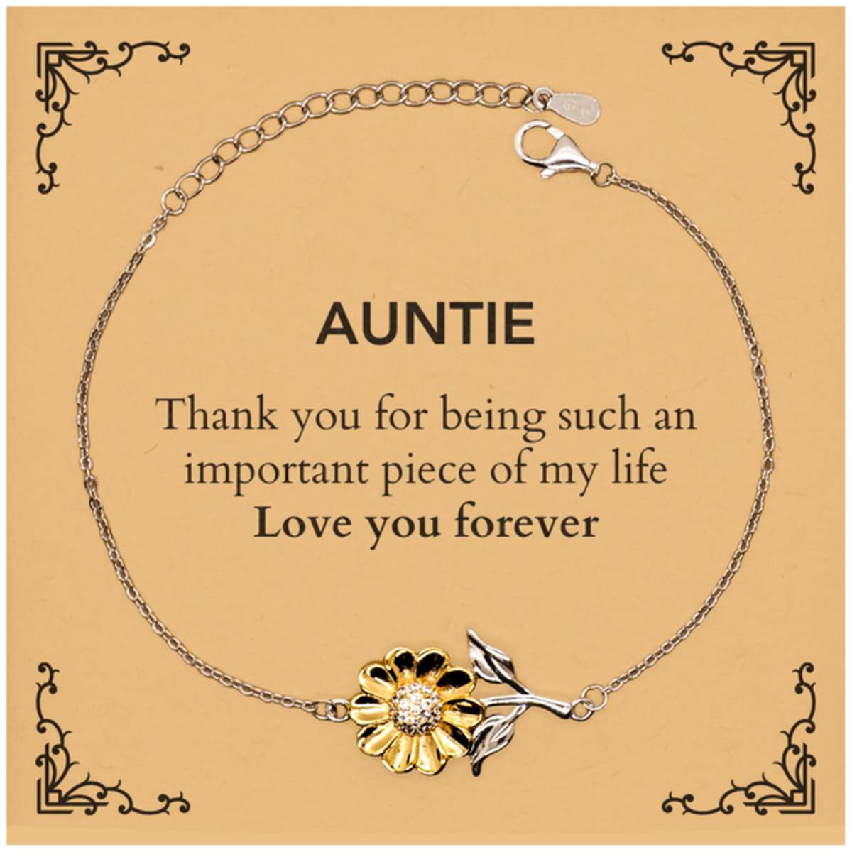 Auntie Sunflower Bracelet - Thank You for Being Important | Birthday Gift