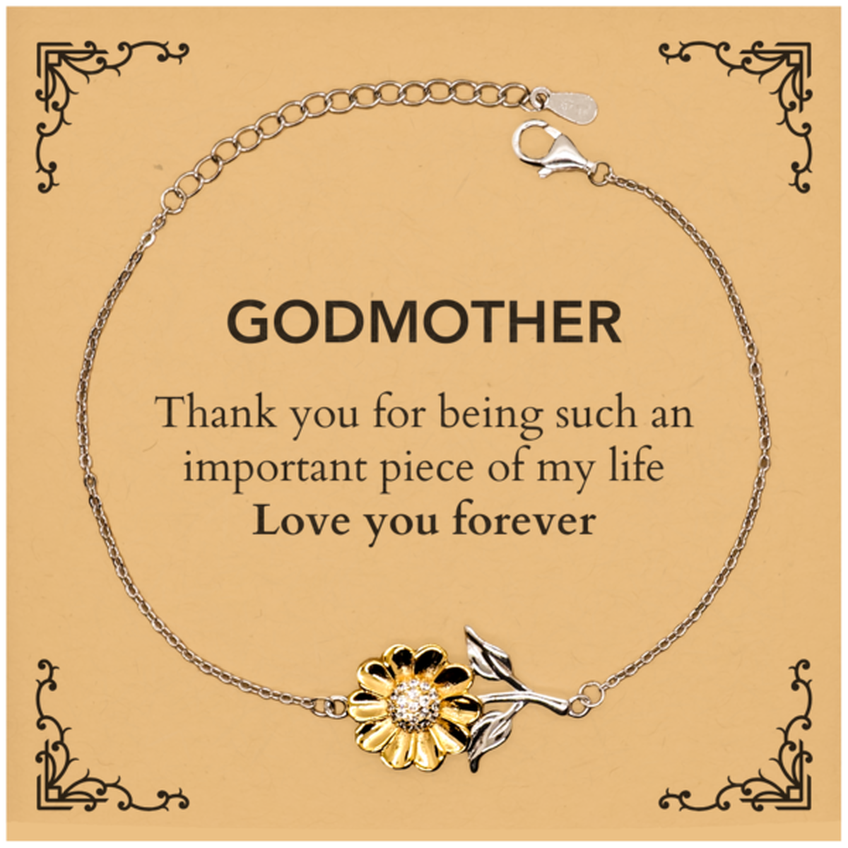 Appropriate Godmother Sunflower Bracelet Epic Birthday Gifts for Godmother Thank you for being such an important piece of my life Godmother Christmas Mothers Fathers Day