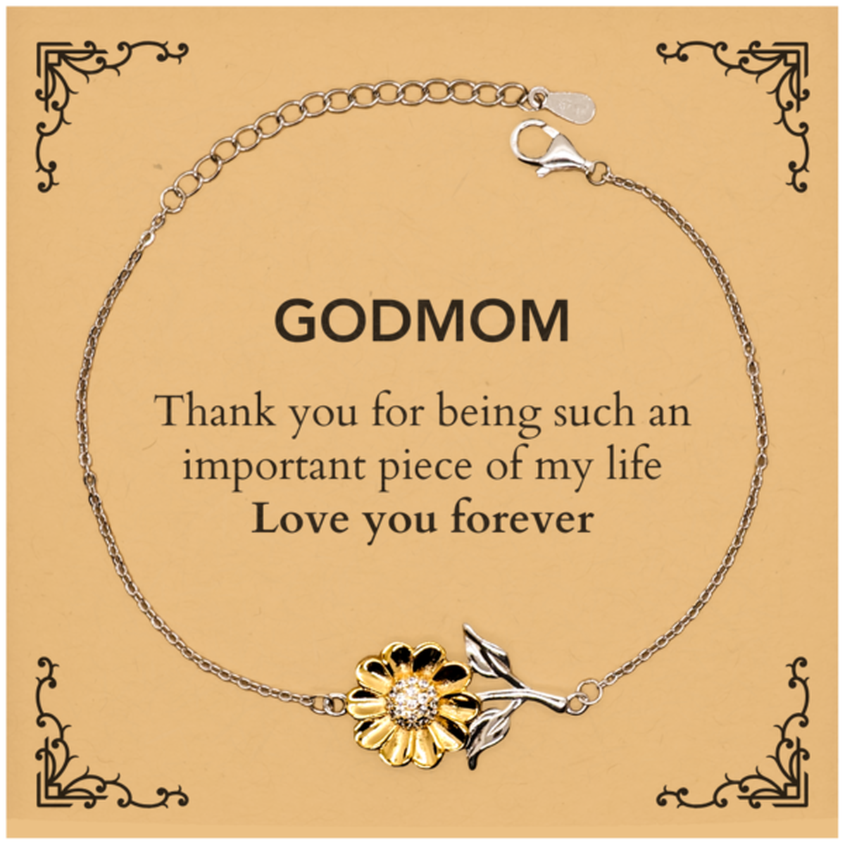 Godom Sunflower Bracelet - Heartfelt Gift for Godmom | Birthday & Christmas