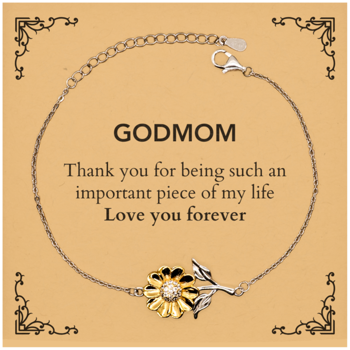Appropriate Godmom Sunflower Bracelet Epic Birthday Gifts for Godmom Thank you for being such an important piece of my life Godmom Christmas Mothers Fathers Day