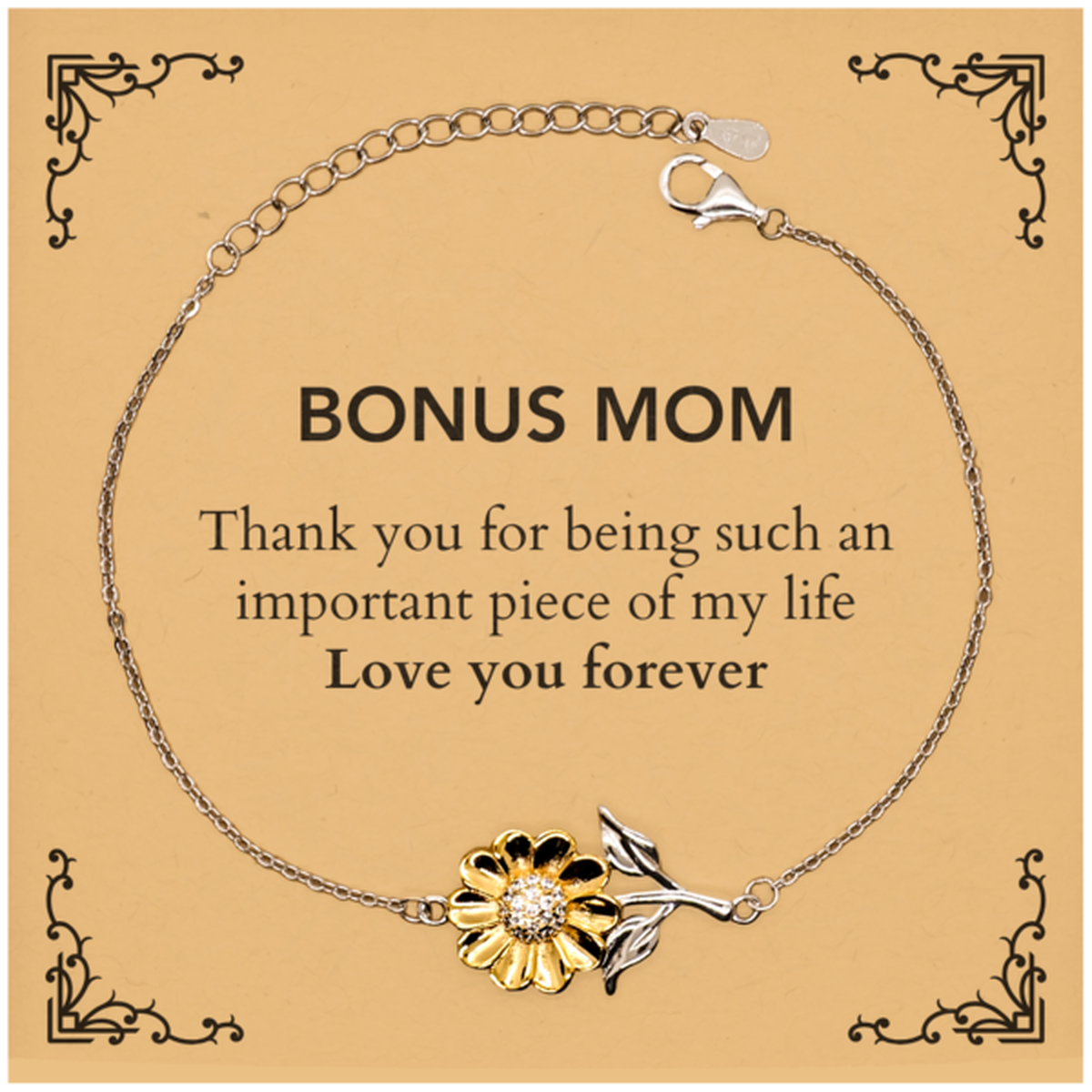 Bonus Mom Sunflower Bracelet - Thank You for Being You | Birthday Gift