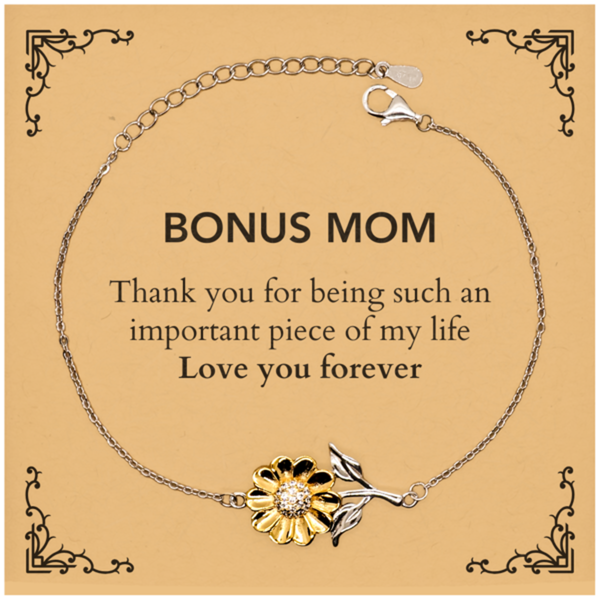 Appropriate Bonus Mom Sunflower Bracelet Epic Birthday Gifts for Bonus Mom Thank you for being such an important piece of my life Bonus Mom Christmas Mothers Fathers Day