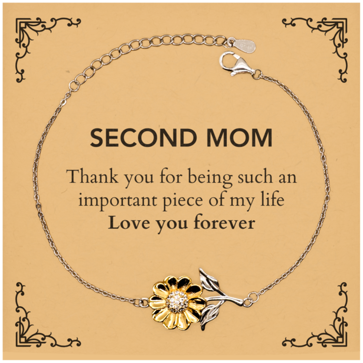 Second Mom Sunflower Bracelet - Thank You for Being You | Heartfelt Gift