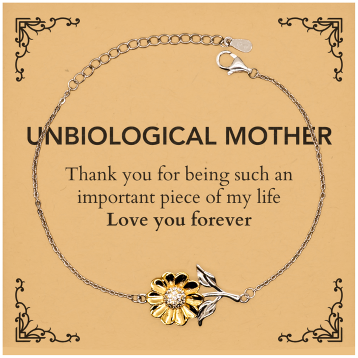 Unbiological Mother Sunflower Bracelet - Thank You for Being You | Birthday Gift