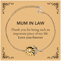 Load image into Gallery viewer, Mum In Law Sunflower Bracelet - Thank You for Being You | Birthday Gift
