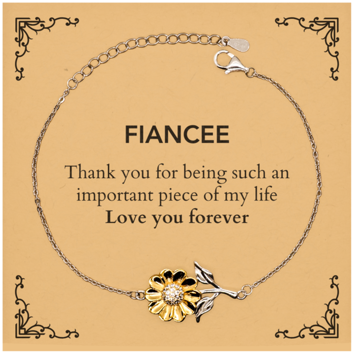 Fiancee Sunflower Bracelet - Thank You for Being You | Birthday Gift
