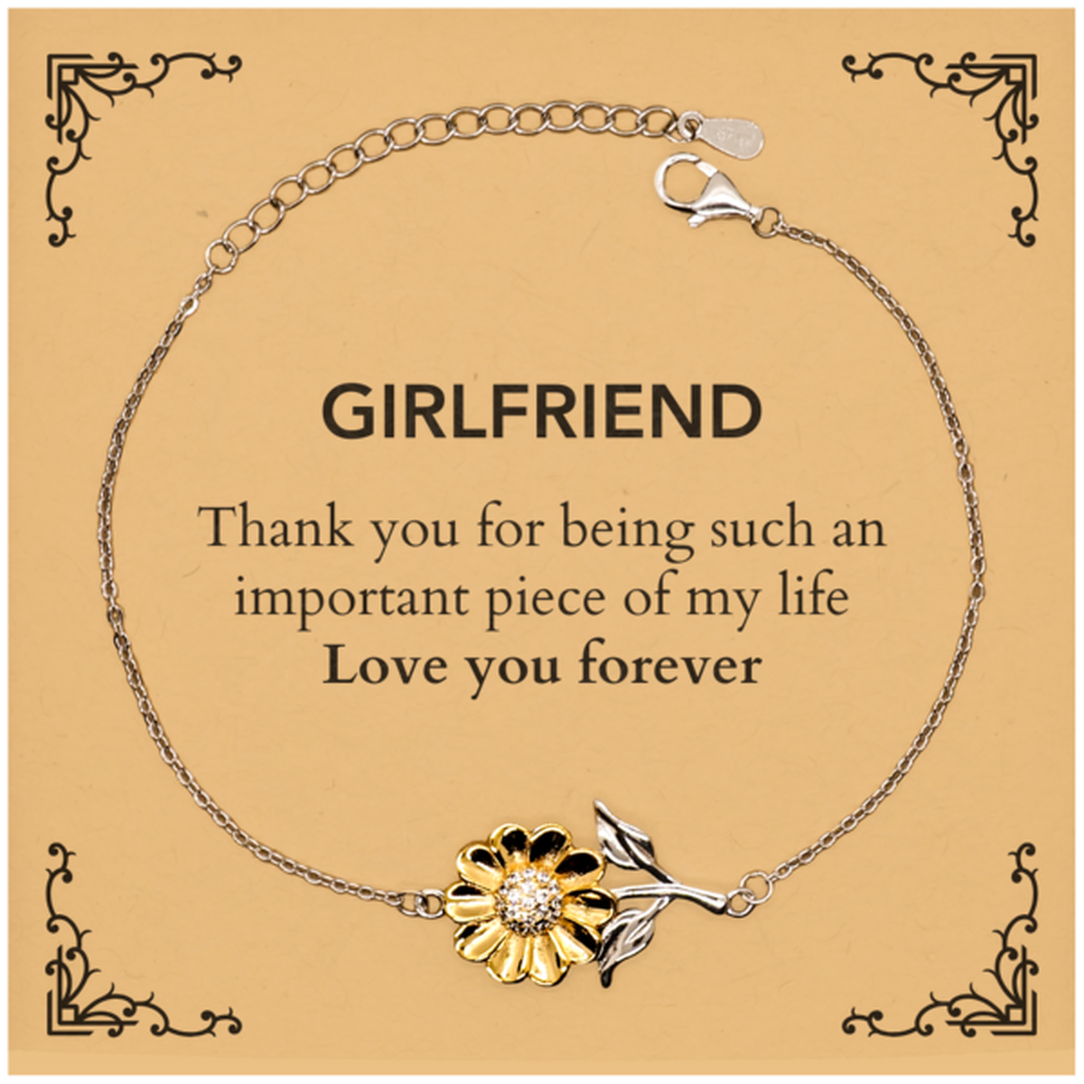 Girlfriend Sunflower Bracelet - Thank You for Being Such an Important Piece of My Life | Birthday Gift