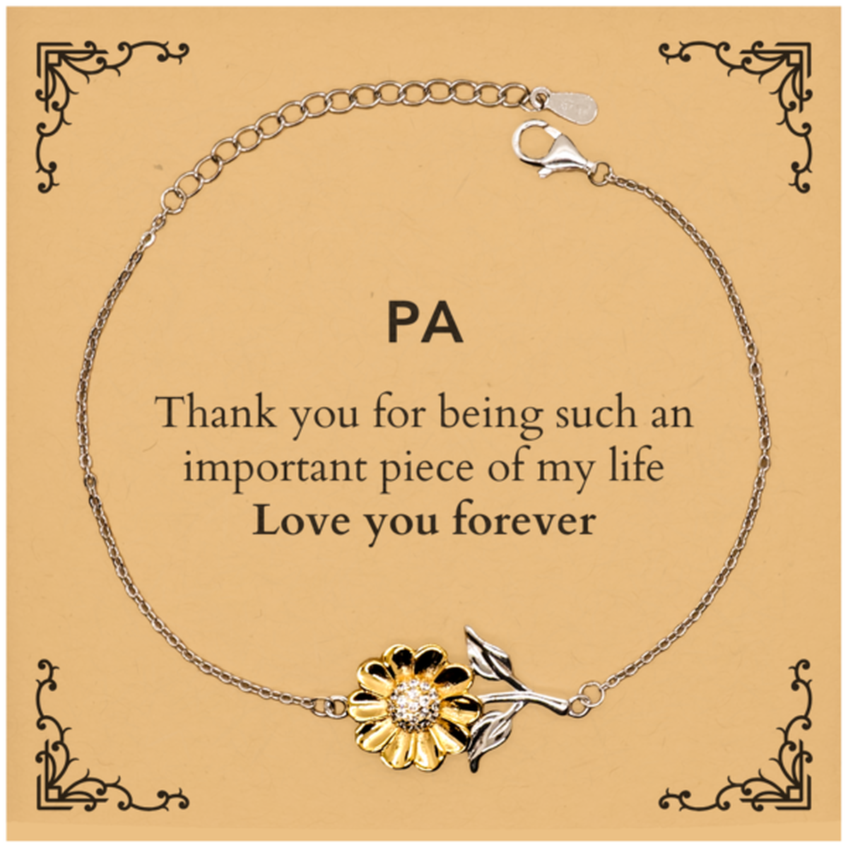 Appropriate Pa Sunflower Bracelet Epic Birthday Gifts for Pa Thank you for being such an important piece of my life Pa Christmas Mothers Fathers Day
