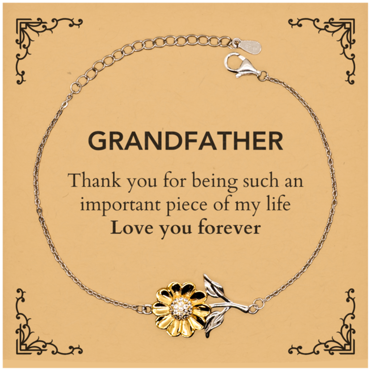 Appropriate Grandfather Sunflower Bracelet Epic Birthday Gifts for Grandfather Thank you for being such an important piece of my life Grandfather Christmas Mothers Fathers Day