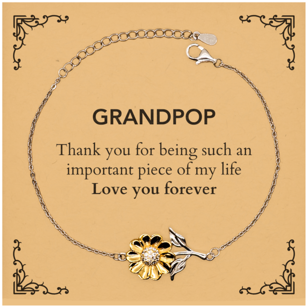 Grandpop Sunflower Bracelet - Thank You for Being You | Birthday & Christmas Gift