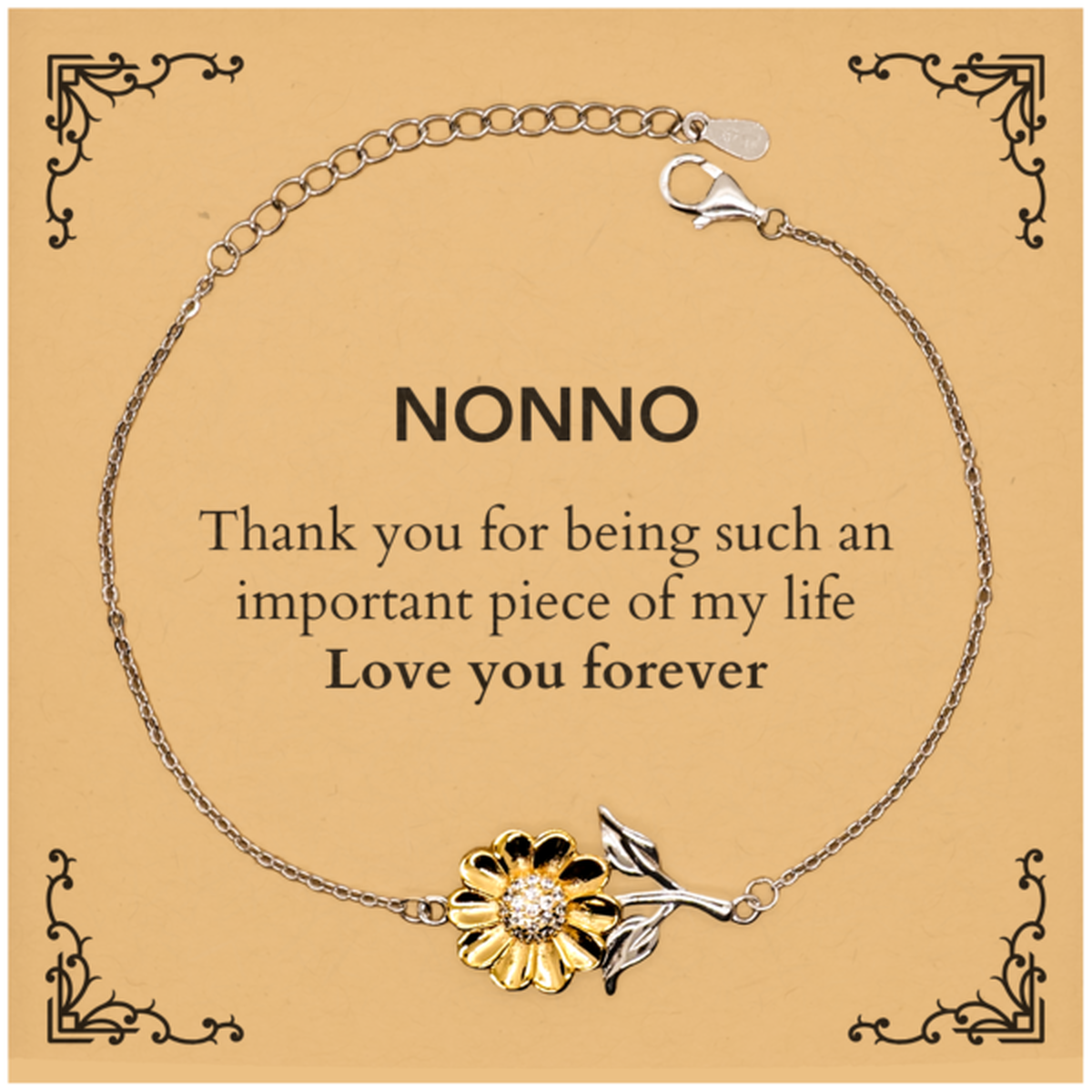 Appropriate Nonno Sunflower Bracelet Epic Birthday Gifts for Nonno Thank you for being such an important piece of my life Nonno Christmas Mothers Fathers Day