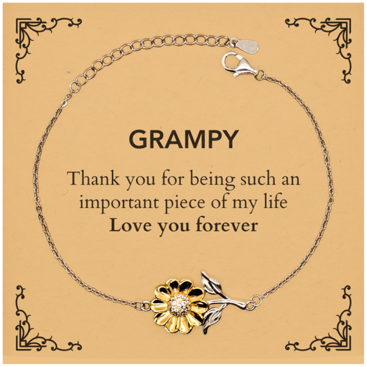 Grampy Sunflower Bracelet - Thank You for Being You | Birthday Gift