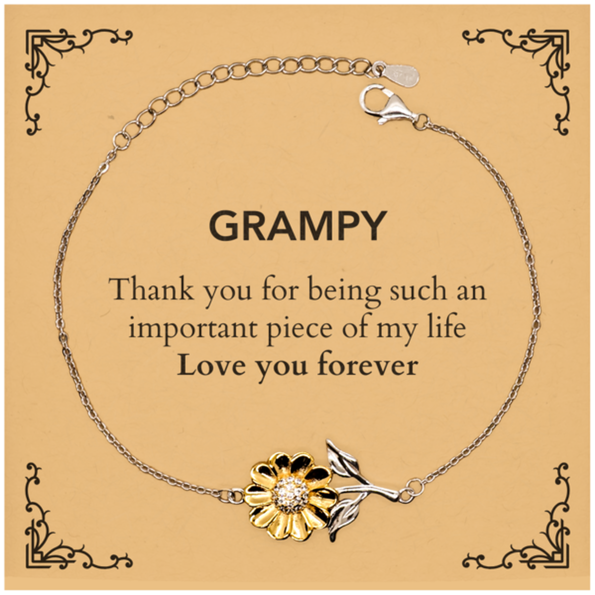 Appropriate Grampy Sunflower Bracelet Epic Birthday Gifts for Grampy Thank you for being such an important piece of my life Grampy Christmas Mothers Fathers Day