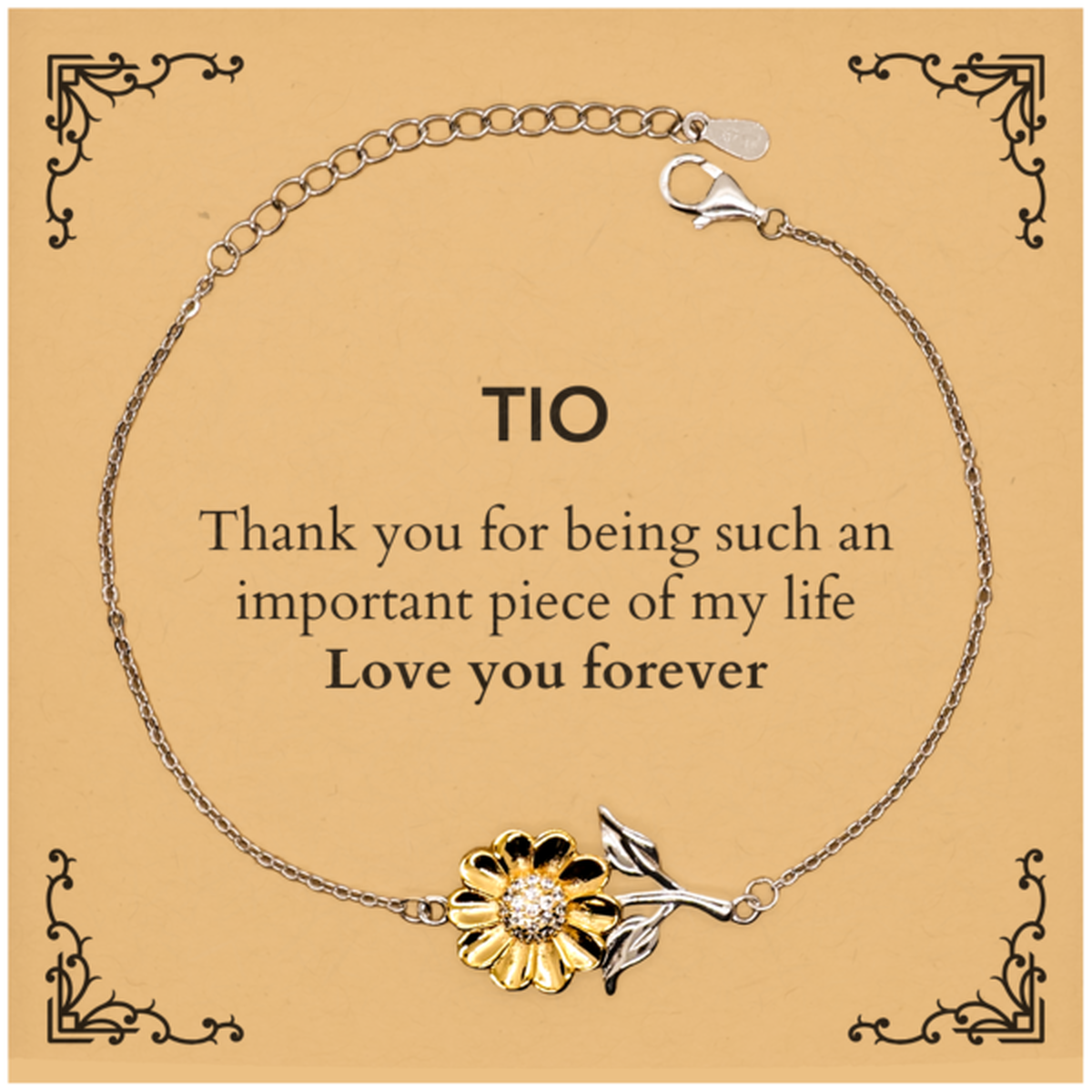 Appropriate Tio Sunflower Bracelet Epic Birthday Gifts for Tio Thank you for being such an important piece of my life Tio Christmas Mothers Fathers Day