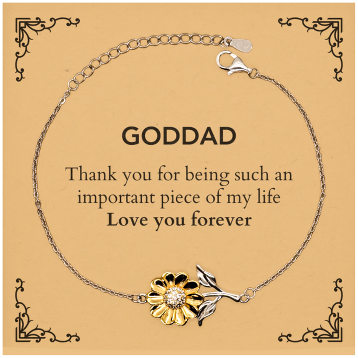 Goddad Sunflower Bracelet - Heartfelt Token of Appreciation | Birthday Gift
