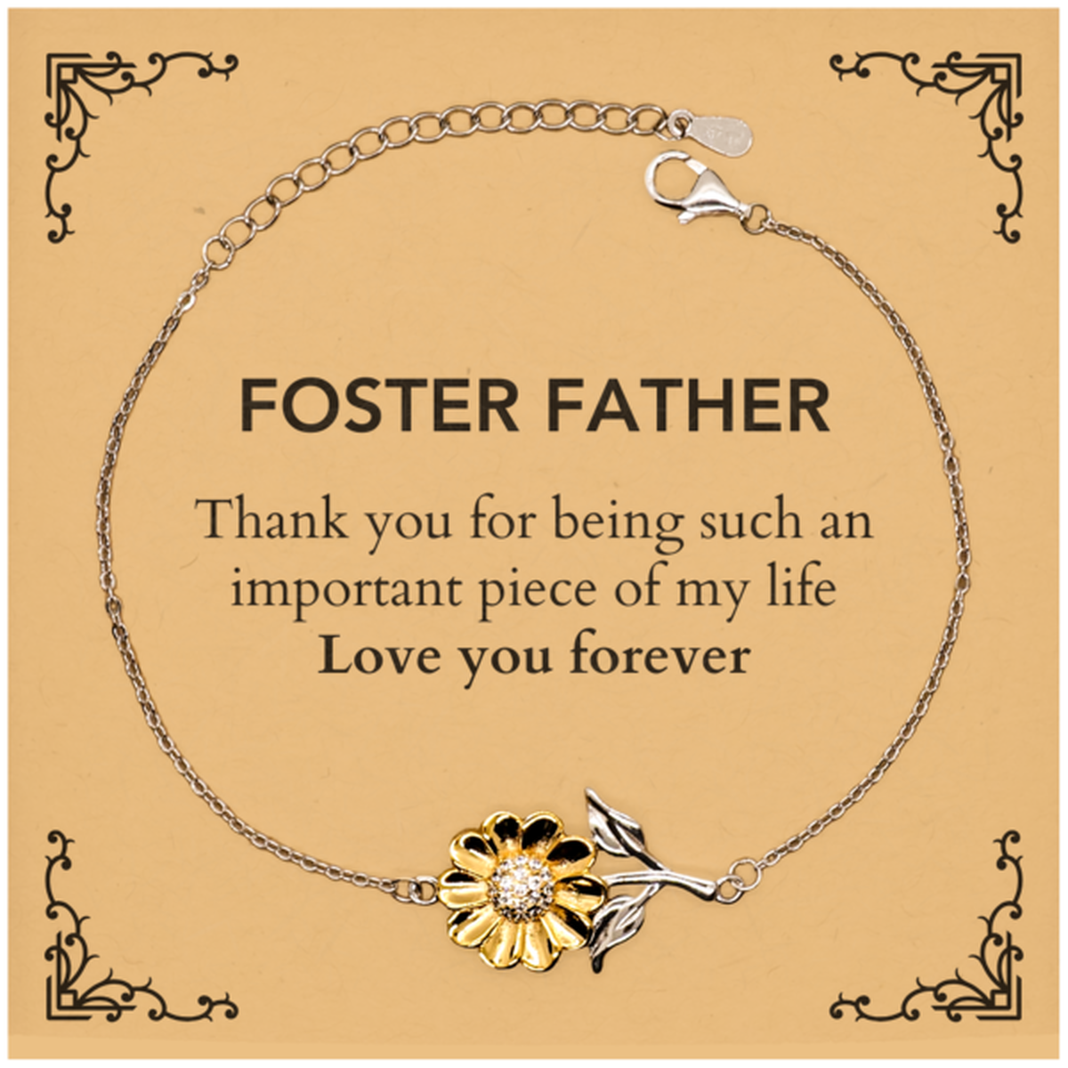 Foster Father Sunflower Bracelet - Thank You for Being a Star | Birthday & Christmas Gift