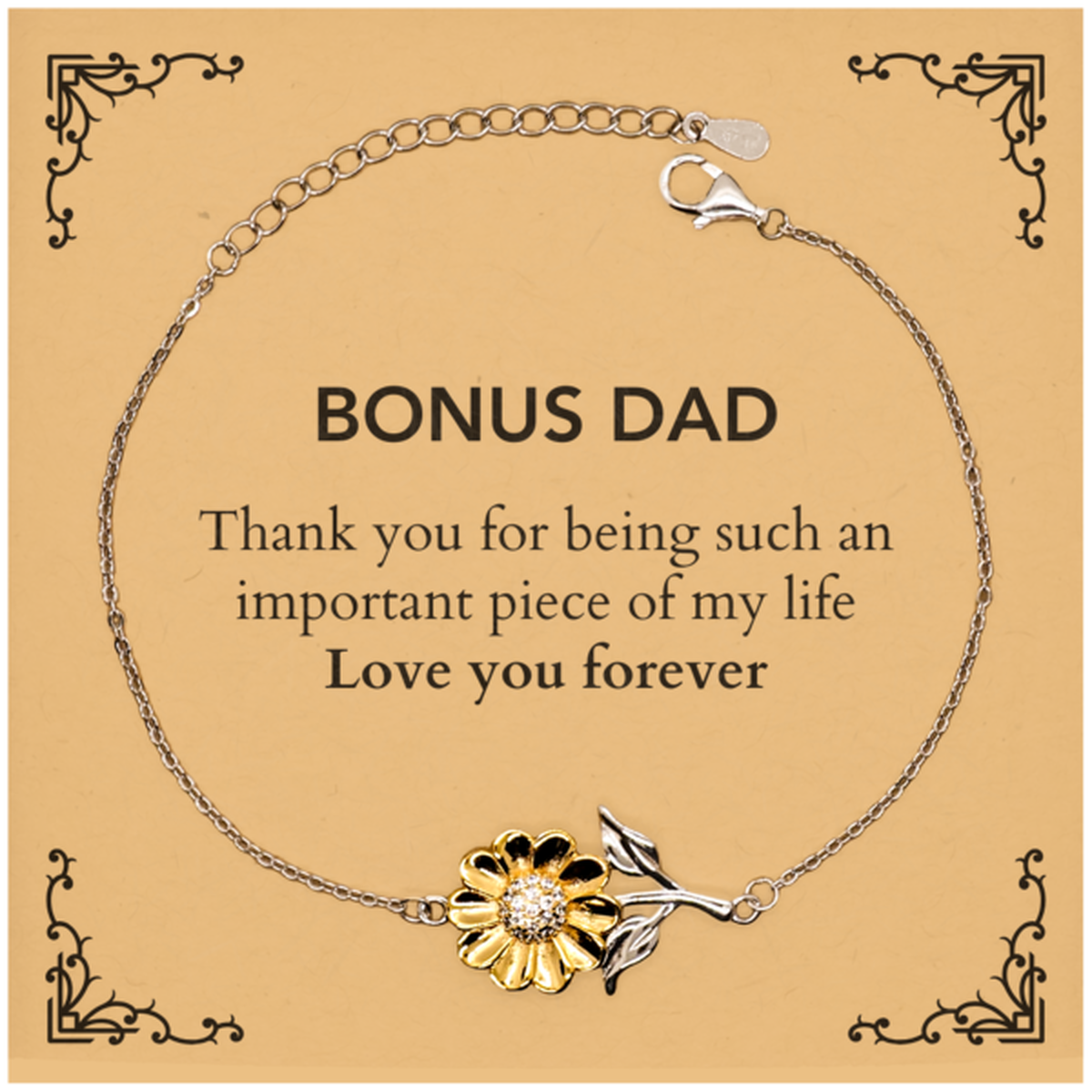 Bonus Dad Sunflower Bracelet - Thank You for Being in My Life | Heartfelt Gift
