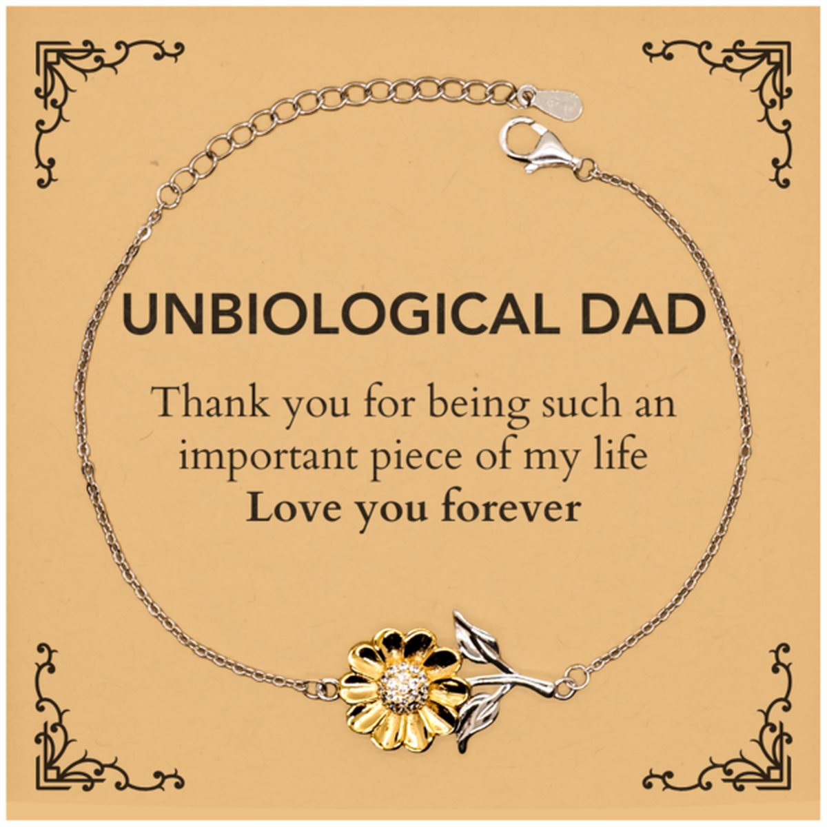 Unbiological Dad Sunflower Bracelet - Heartfelt Gift | Birthday & Father's Day