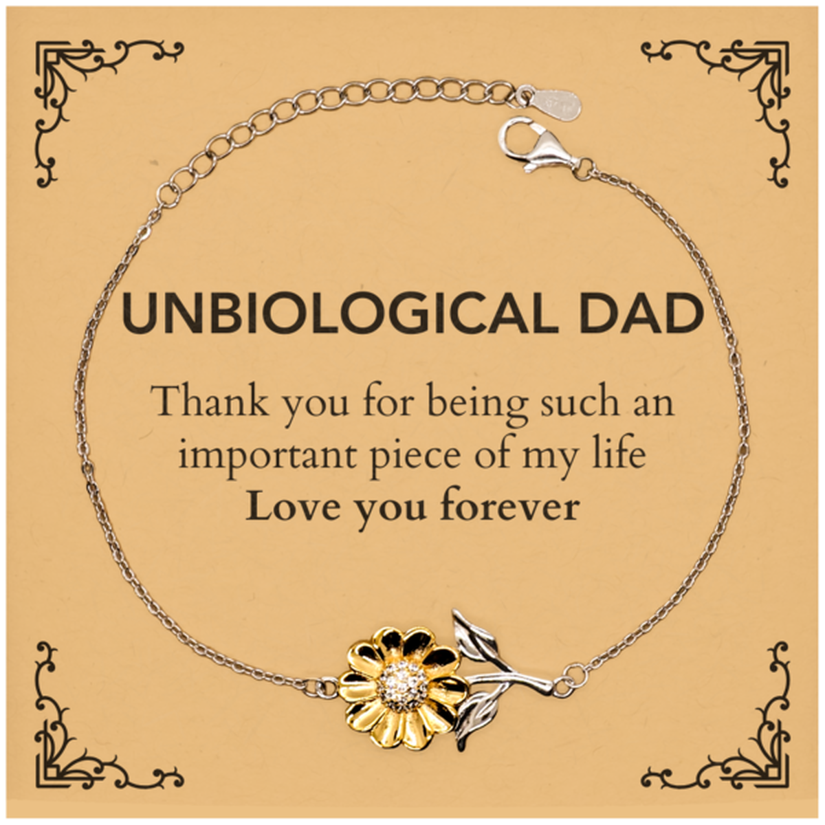 Appropriate Unbiological Dad Sunflower Bracelet Epic Birthday Gifts for Unbiological Dad Thank you for being such an important piece of my life Unbiological Dad Christmas Mothers Fathers Day