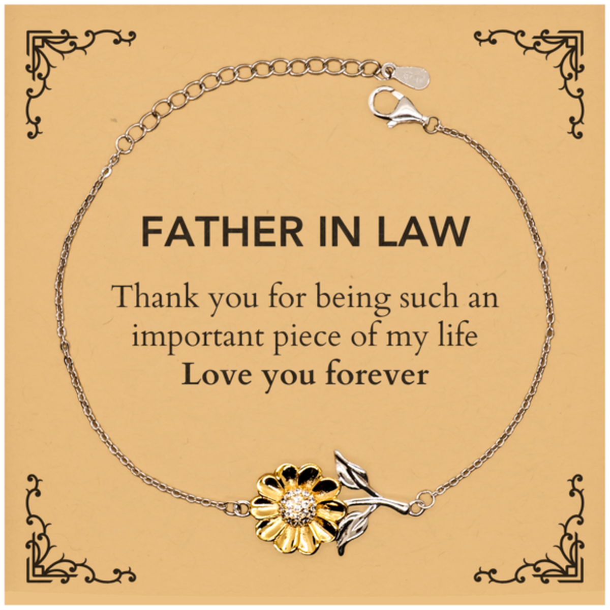 Father In Law Sunflower Bracelet - Heartfelt Gift of Love | Birthday & Christmas Gift