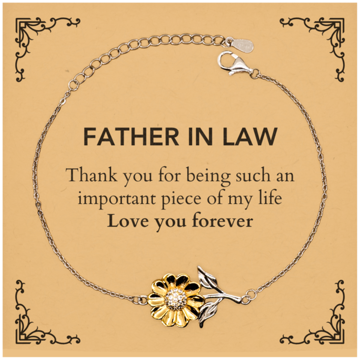 Appropriate Father In Law Sunflower Bracelet Epic Birthday Gifts for Father In Law Thank you for being such an important piece of my life Father In Law Christmas Mothers Fathers Day