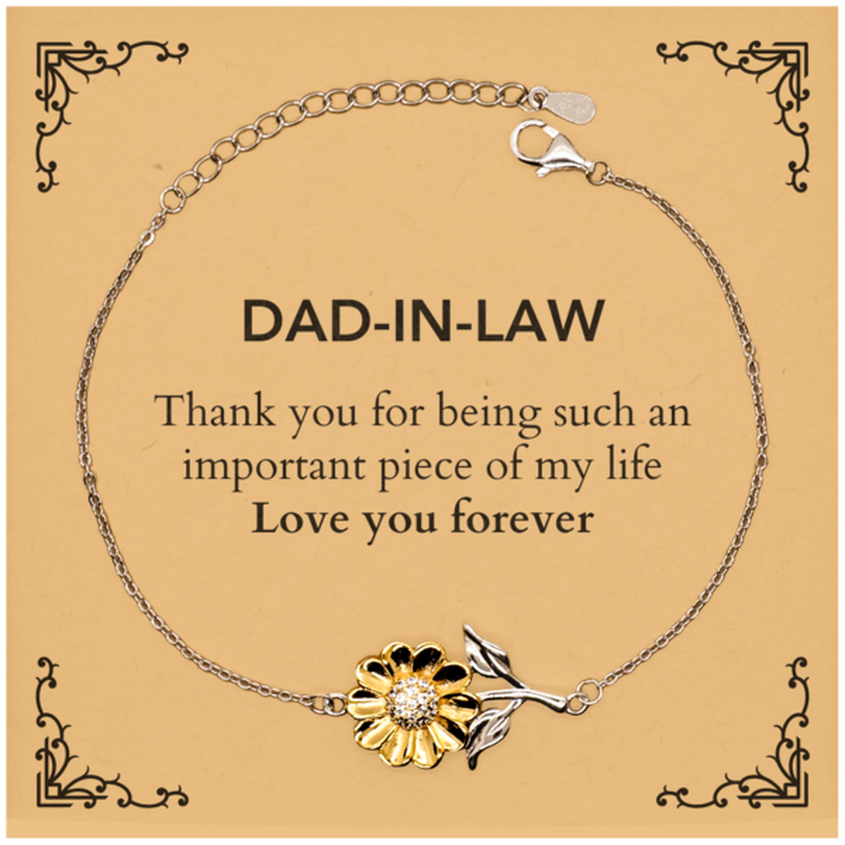 Dad-in-law Sunflower Bracelet - Heartfelt Token of Appreciation | Birthday Gift