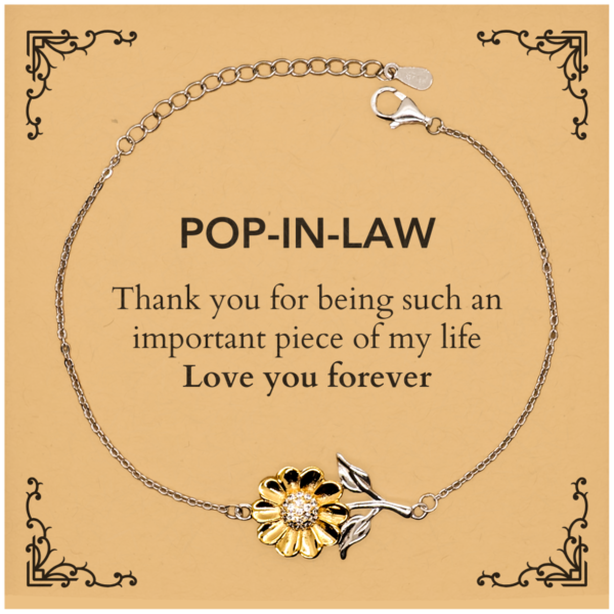 Pop-in-law Sunflower Bracelet - Thank You for Being You | Birthday & Christmas Gift